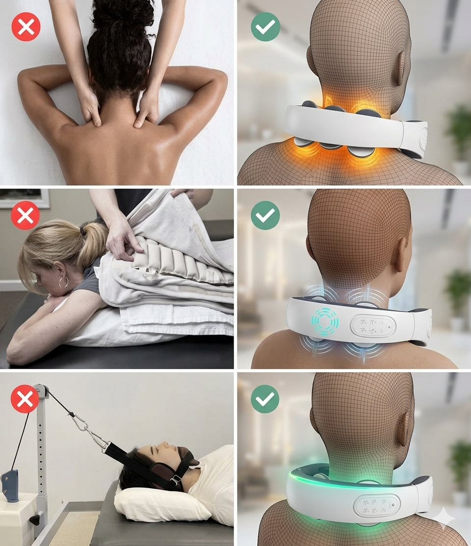 Masajeador térmico de columna cervical con 6 cabezales de masaje