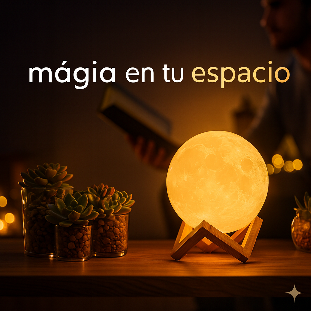 Lámpara Luna 16 Colores Mando Distancia