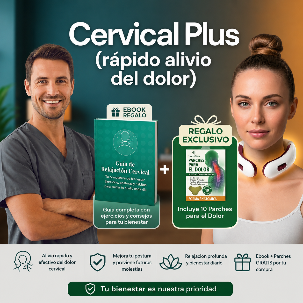 Masajeador cervical + parches dolor