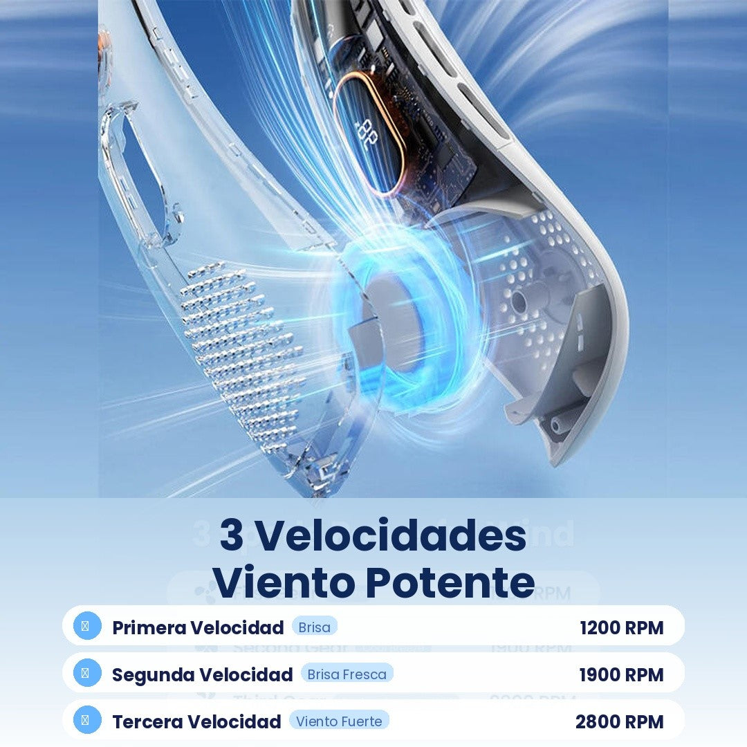 Ventilador de Cuello Portátil con Pantalla Digital